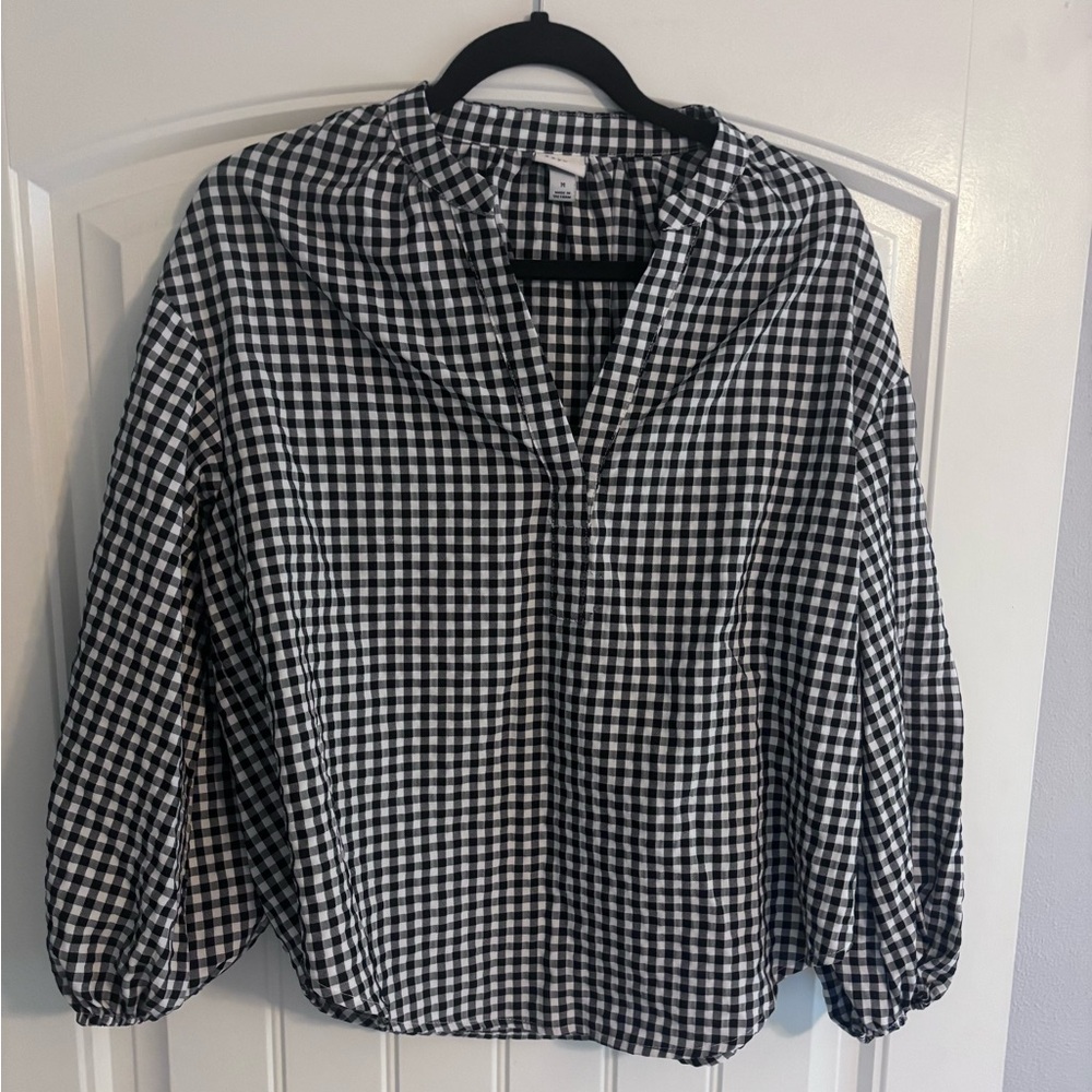 Gingham Puff Sleeve Blouse - A New Day